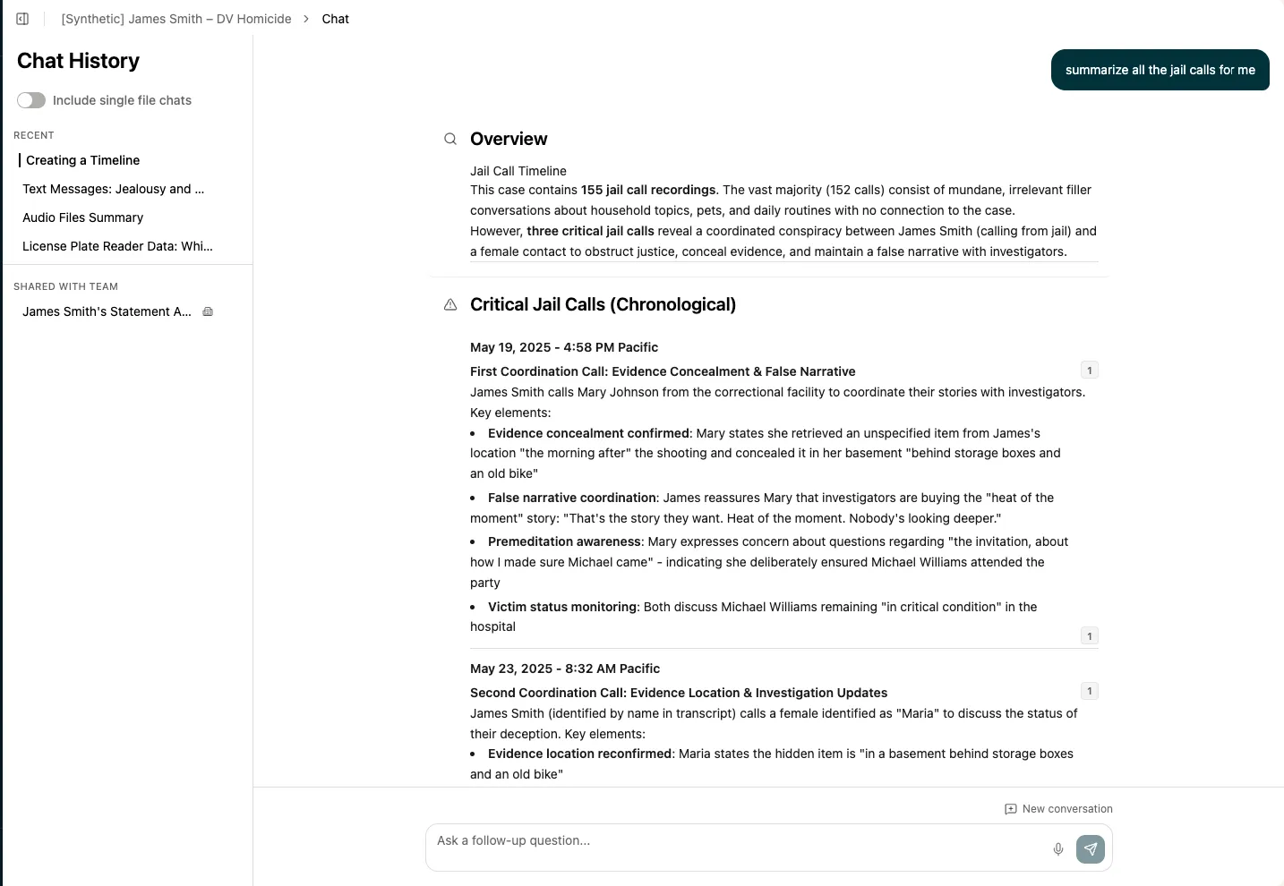 Longeye summarizes hundreds of jail call recordings and surfaces critical conversations